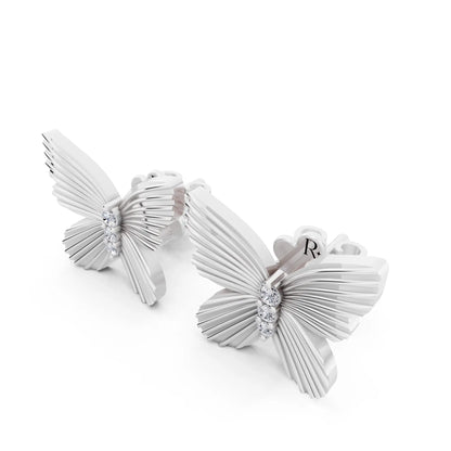 Round Lab Grown Diamond Butterfly Cluster Earrings, campaign image