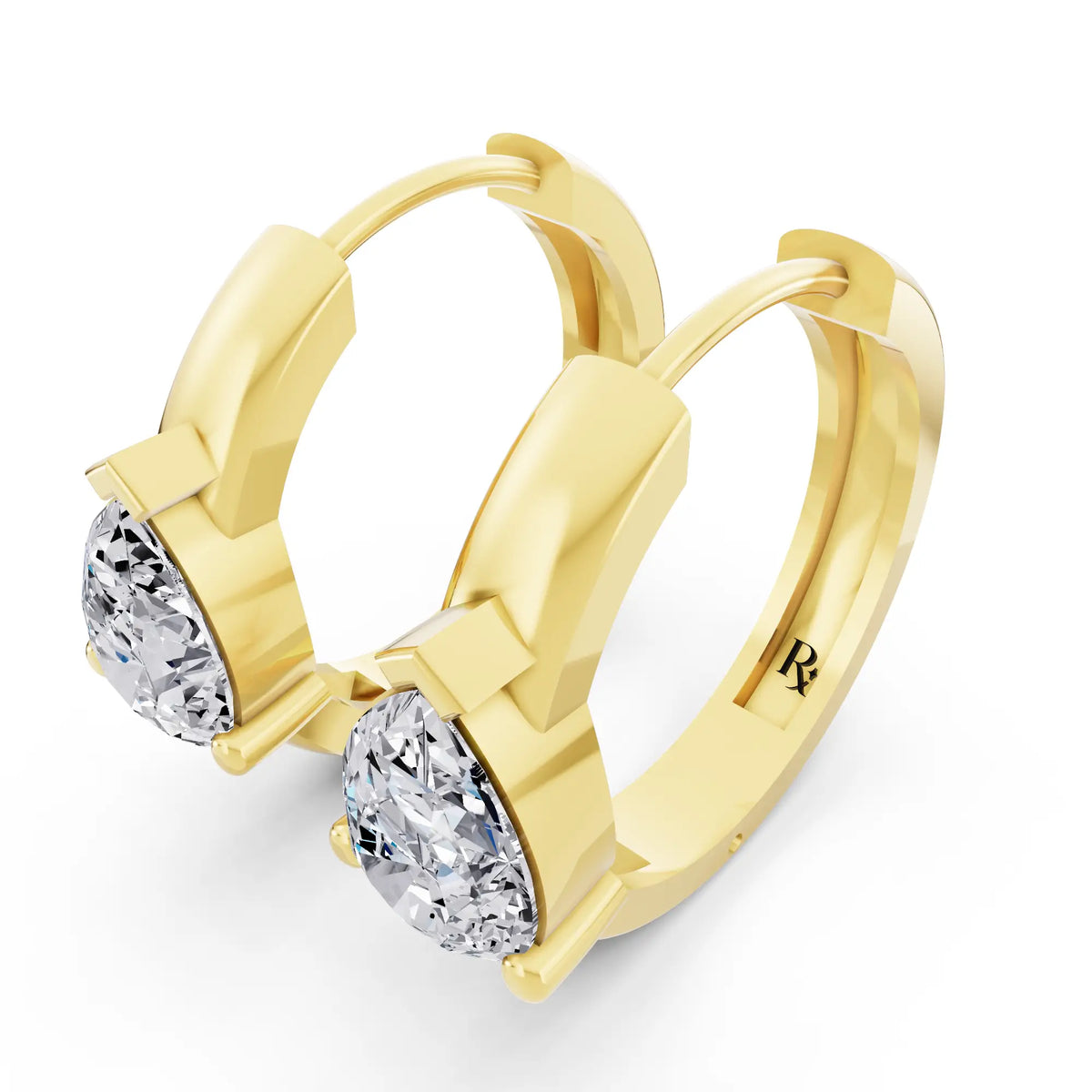 Yellow Gold Pear Lab Grown Diamond Charm Hoop Earrings, campaign image