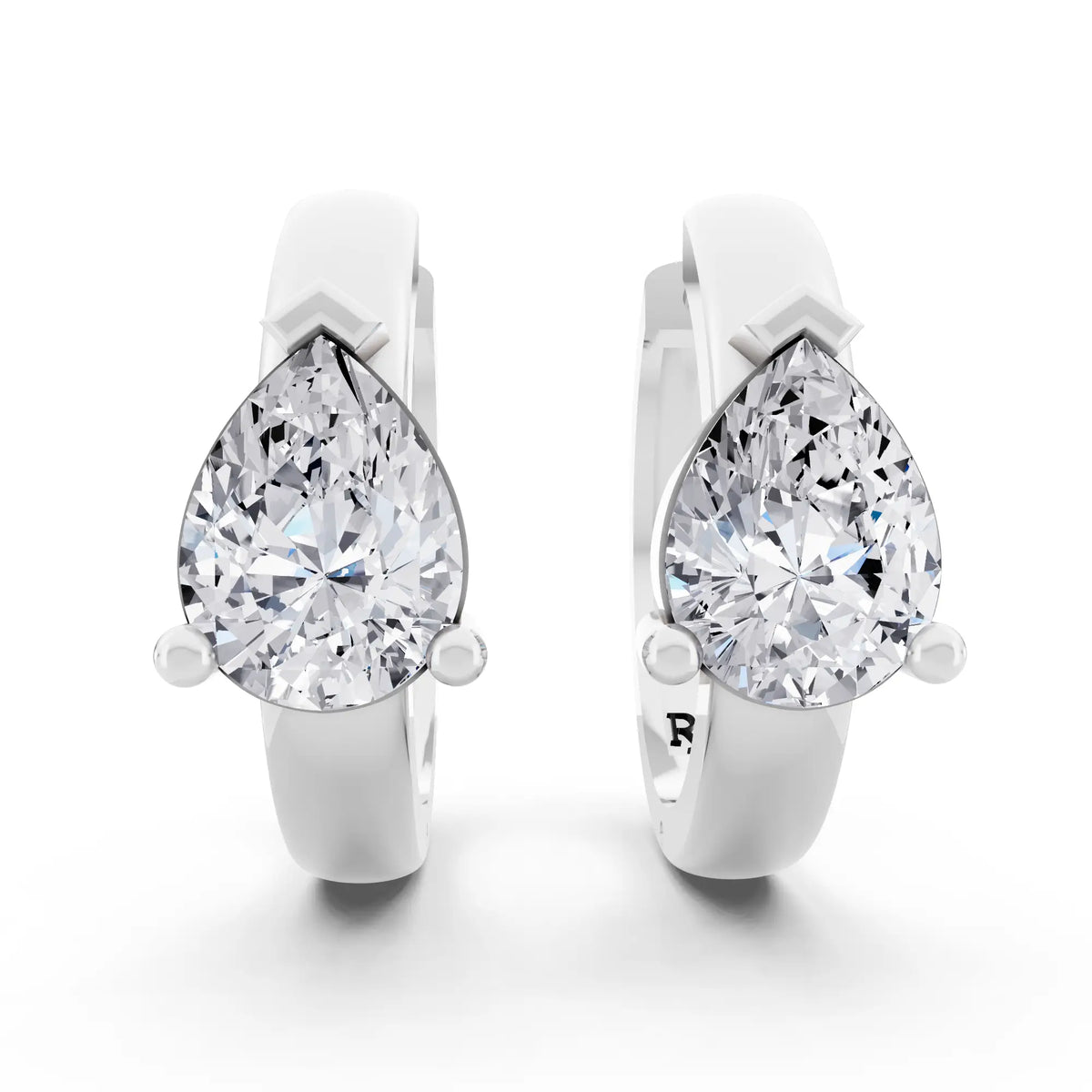 Pear Lab Grown Diamond Charm Hoop Earrings, front view
