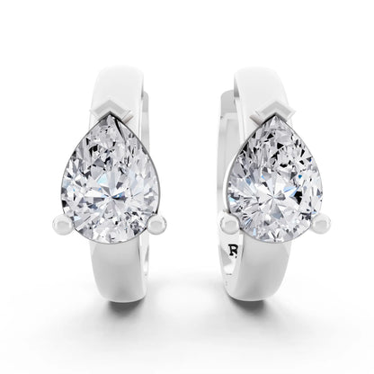 Pear Lab Grown Diamond Charm Hoop Earrings, front view