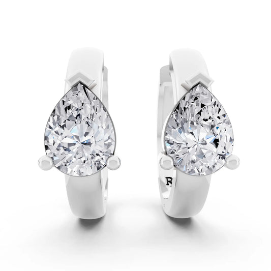 Pear Lab Grown Diamond Charm Hoop Earrings, front view