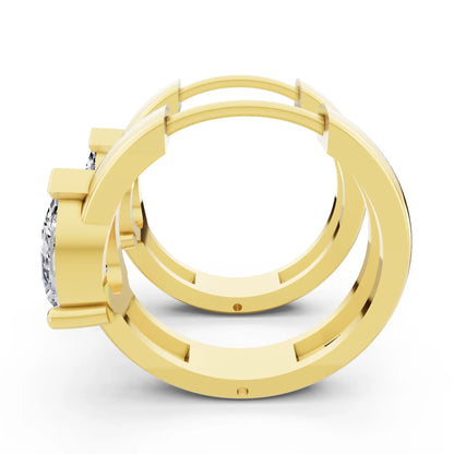 Yellow Gold Pear Lab Grown Diamond Charm Hoop Earrings, right side view
