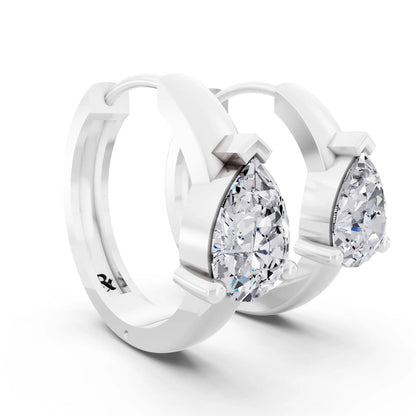 Pear Lab Grown Diamond Charm Hoop Earrings, top view