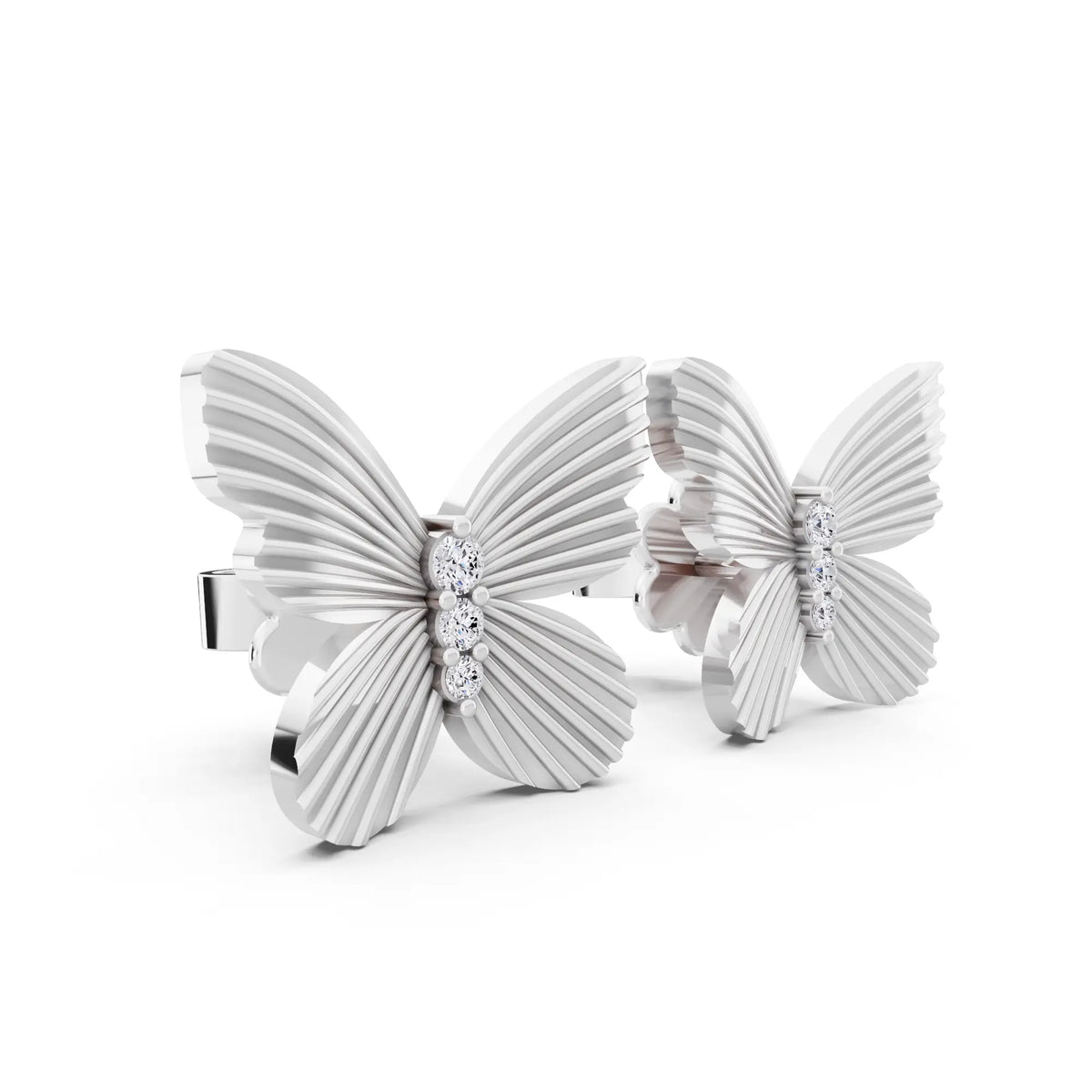 Round Lab Grown Diamond Butterfly Cluster Earrings, top view