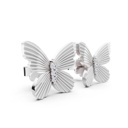 Round Lab Grown Diamond Butterfly Cluster Earrings, top view