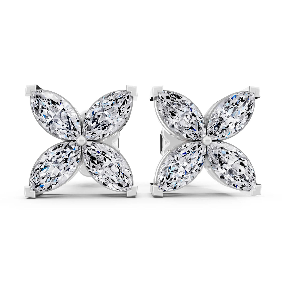 Lab Grown Diamond Four Stone Earrings, front view
