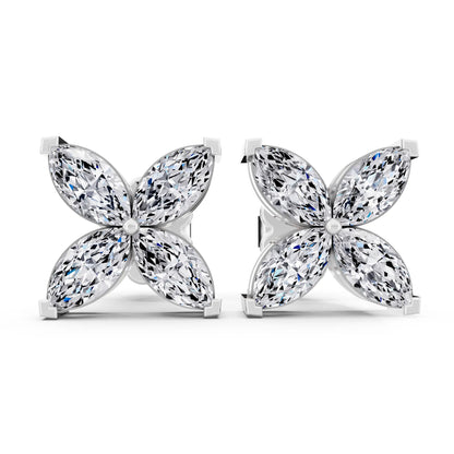 Lab Grown Diamond Four Stone Earrings, front view