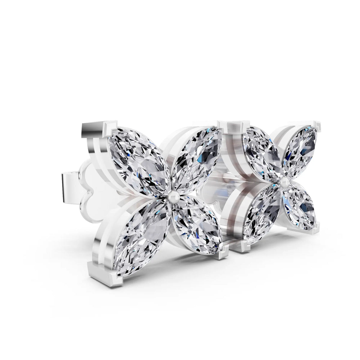 Lab Grown Diamond Four Stone Earrings, top view
