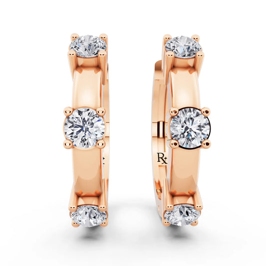 Rose Gold Lab Grown Diamond Hoop Earrings, front view