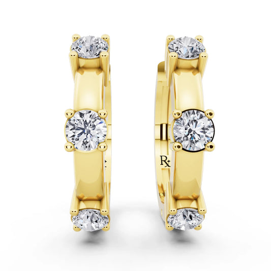 Yellow Gold Lab Grown Diamond Hoop Earrings, front view