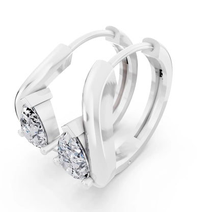 Pear Lab Grown Diamond Three-Stone Hoop Earrings, campaign image