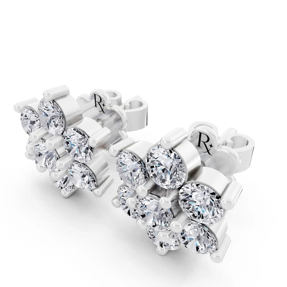 Lab Grown Diamond Flower Cluster Earrings, campaign image