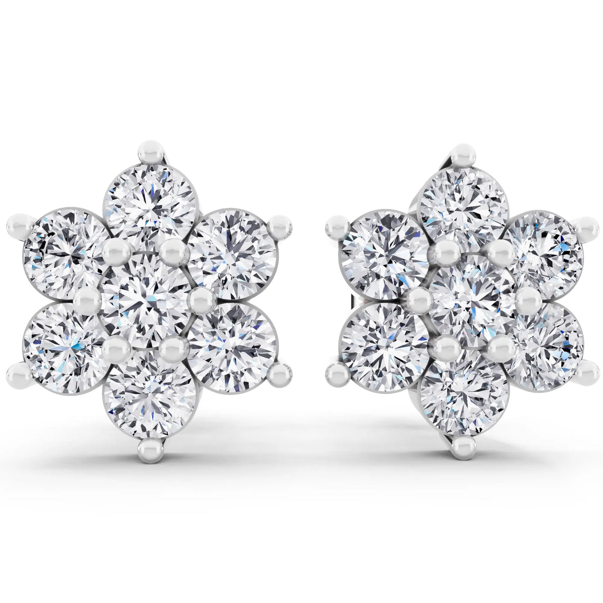 Lab Grown Diamond Flower Cluster Earrings, front view