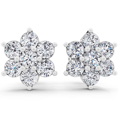 Lab Grown Diamond Flower Cluster Earrings, front view