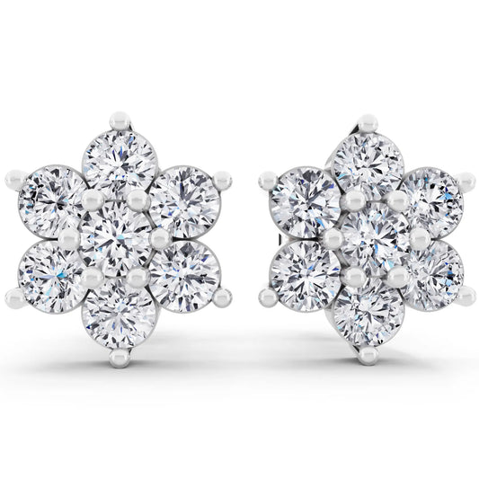 Lab Grown Diamond Flower Cluster Earrings, front view