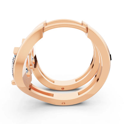 Rose Gold Pear Lab Grown Diamond Three-Stone Hoop Earrings, right side view