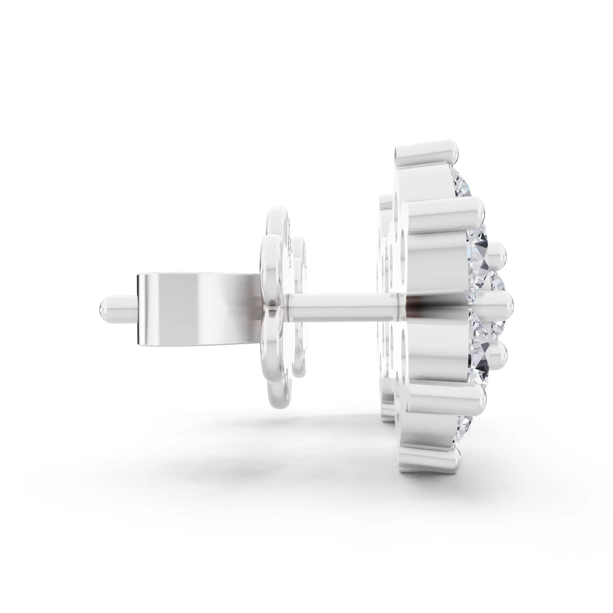 Lab Grown Diamond Flower Cluster Earrings, side view