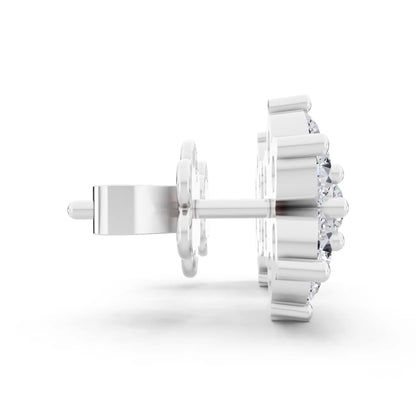 Lab Grown Diamond Flower Cluster Earrings, side view