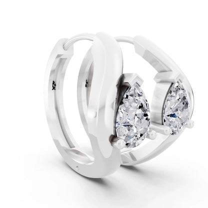 Pear Lab Grown Diamond Three-Stone Hoop Earrings, top view