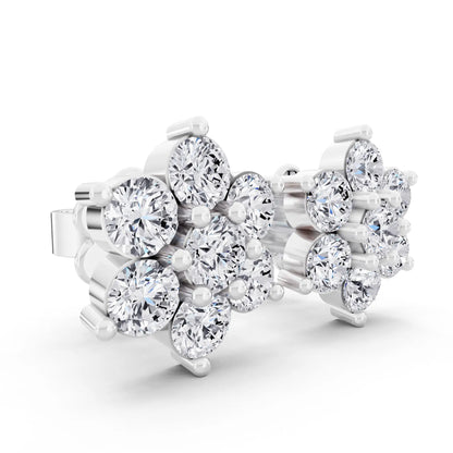 Lab Grown Diamond Flower Cluster Earrings, top view