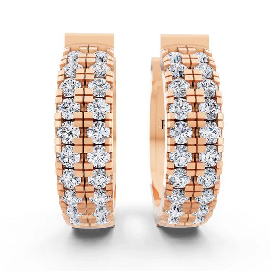 Rose Gold Lab Grown Diamond Pave Hoop Earrings, front view