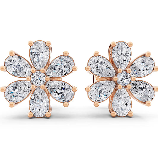 Rose Gold Lab Grown Diamond Drop Earrings, front view