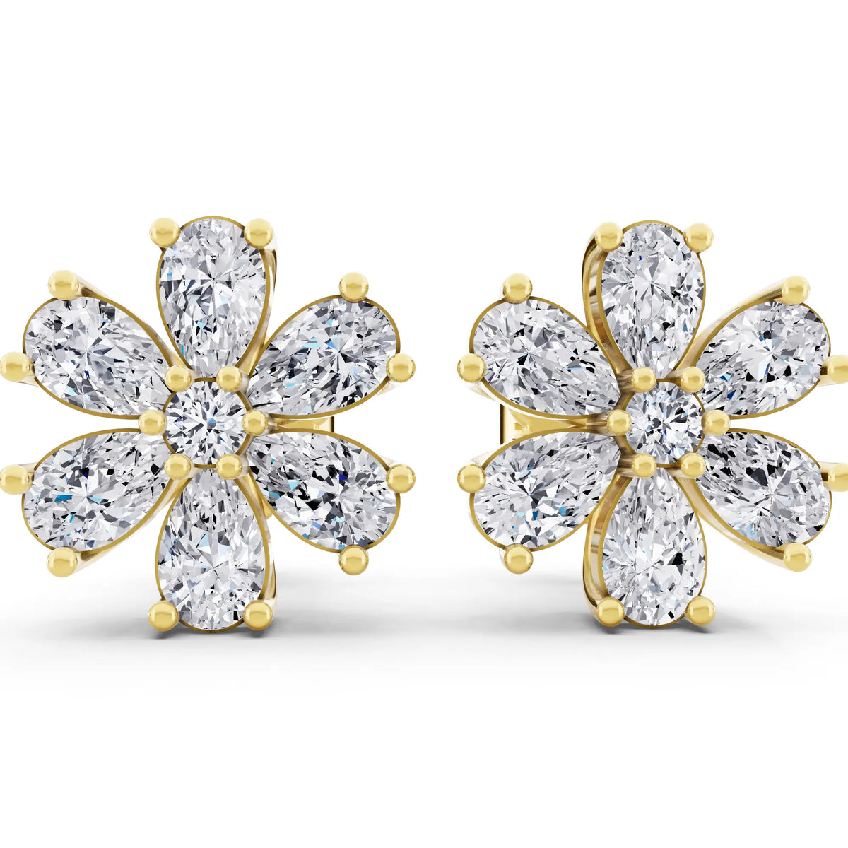 Yellow Gold Lab Grown Diamond Drop Earrings, front view