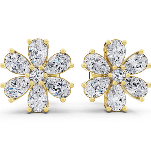 Yellow Gold Lab Grown Diamond Drop Earrings, front view
