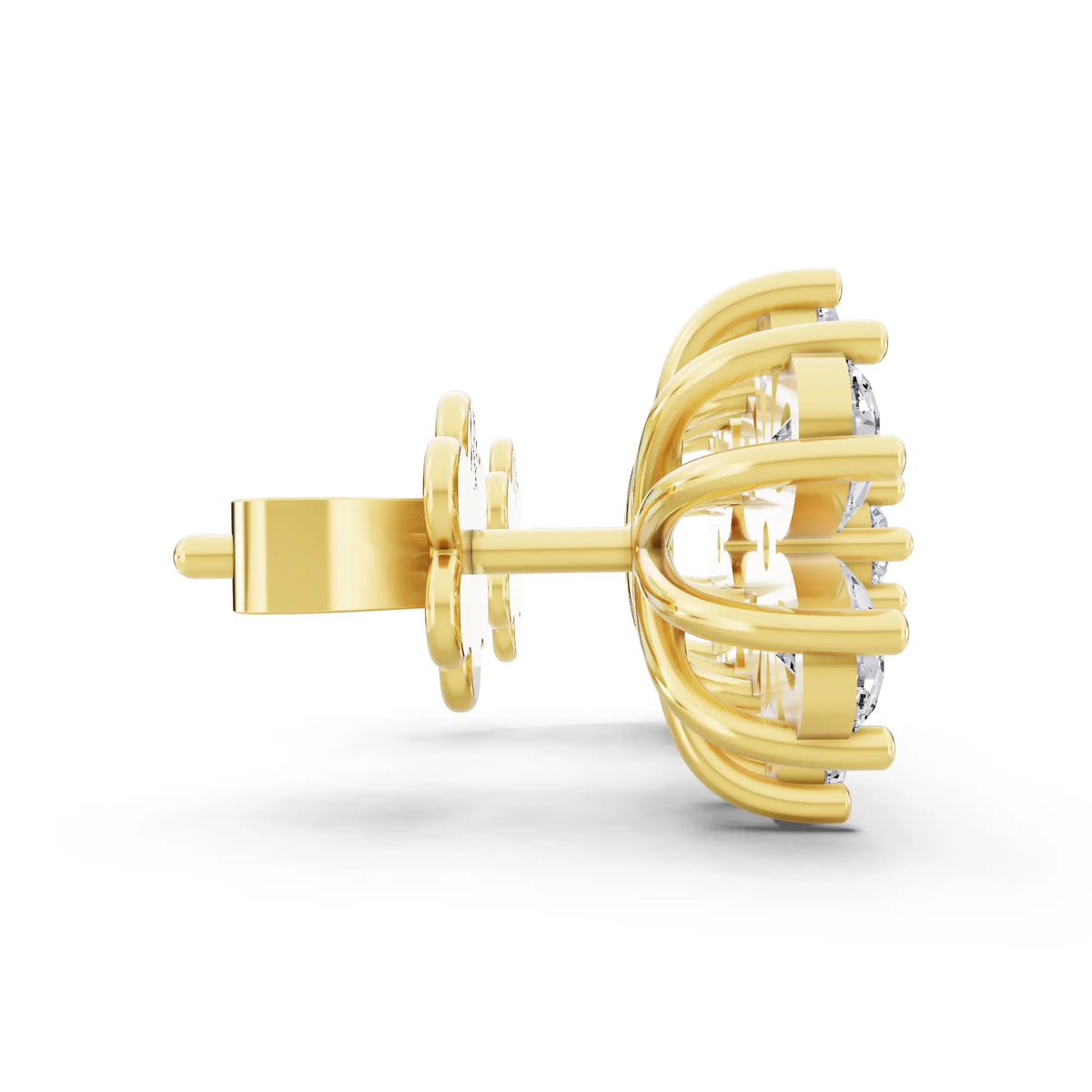 Yellow Gold Lab Grown Diamond Drop Earrings, side view