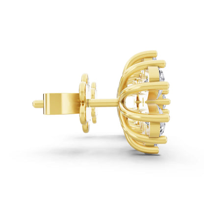 Yellow Gold Lab Grown Diamond Drop Earrings, side view