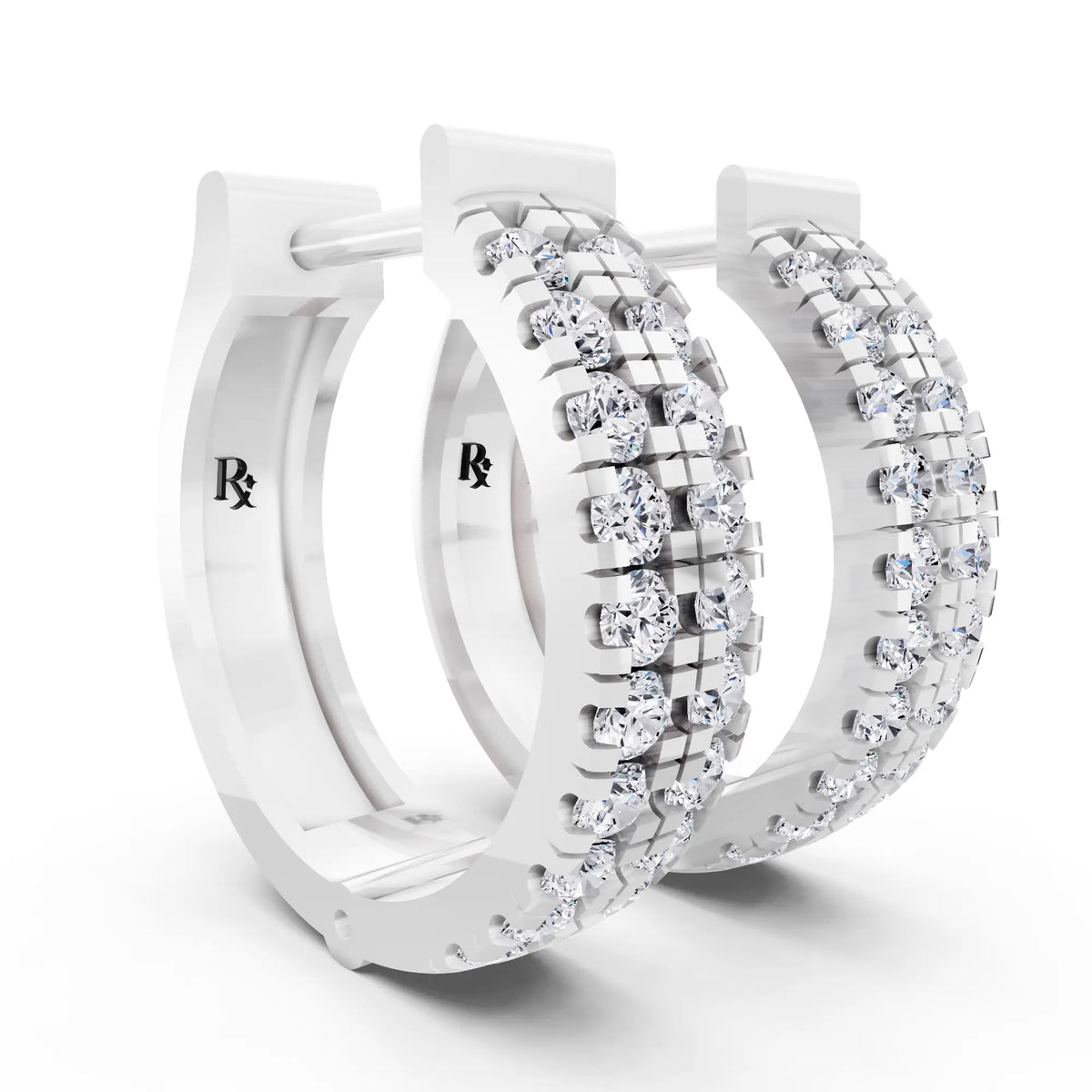 Lab Grown Diamond Pave Hoop Earrings, top view
