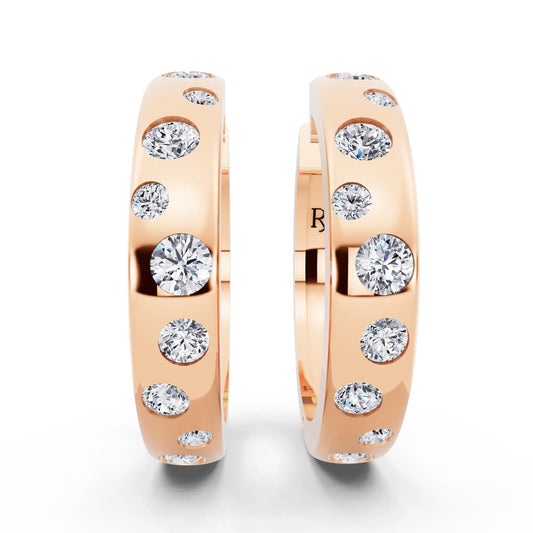 Rose Gold Lab Grown Diamond Climber Hoop Earrings, front view