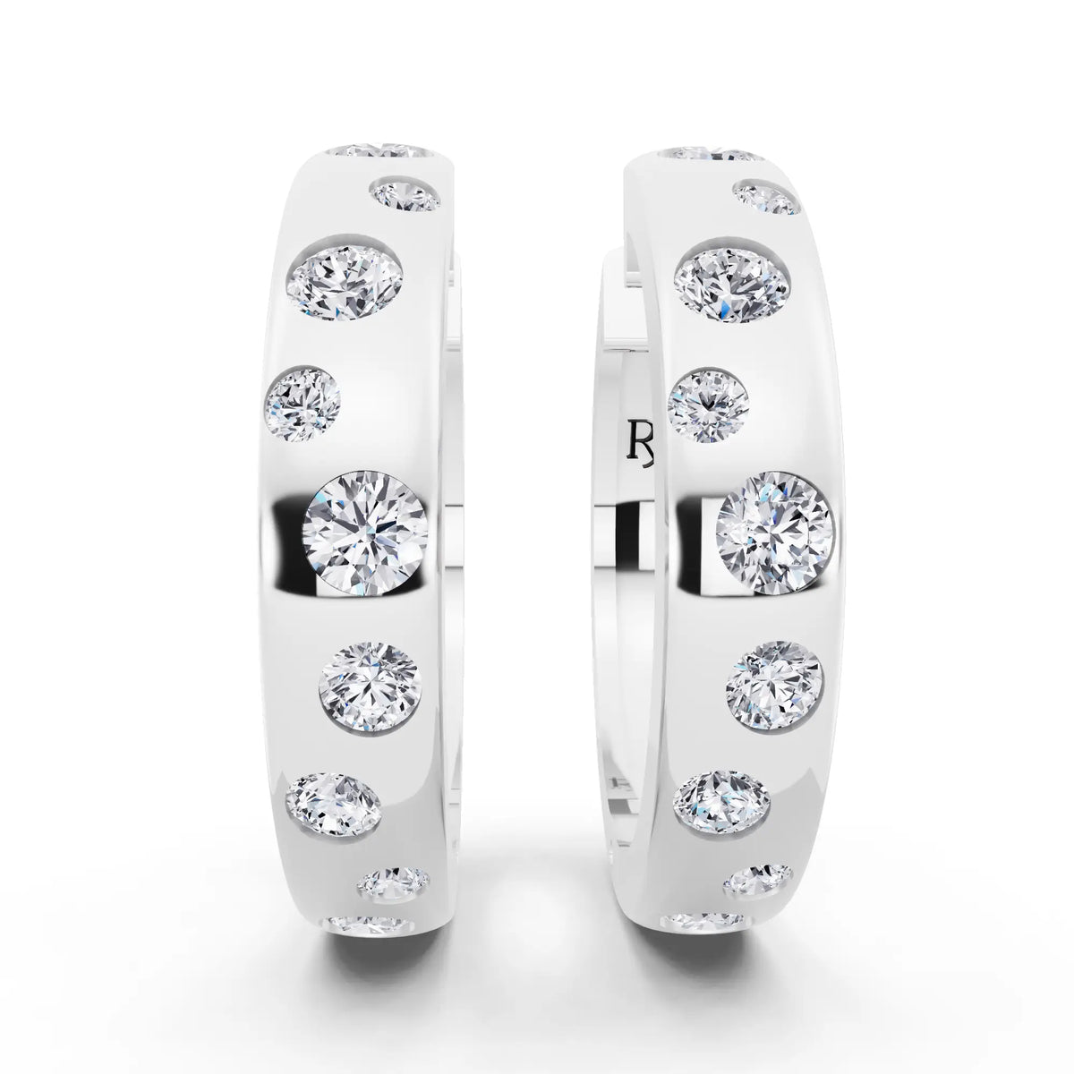 Lab Grown Diamond Climber Hoop Earrings, front view