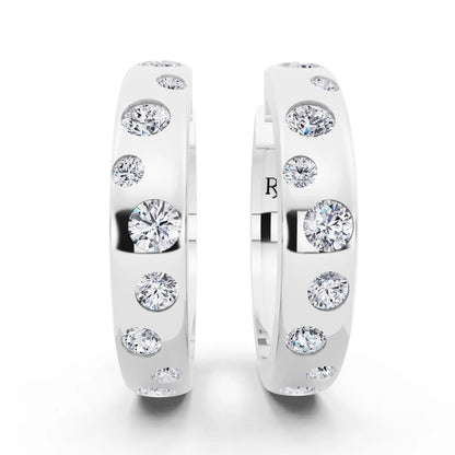 Lab Grown Diamond Climber Hoop Earrings, front view