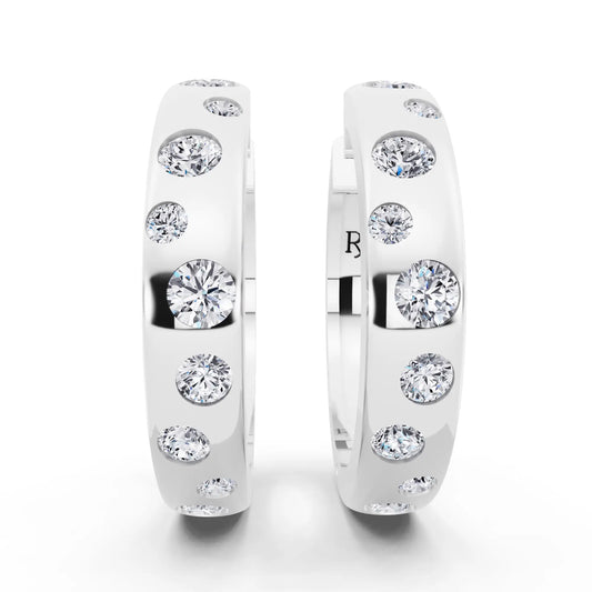 Lab Grown Diamond Climber Hoop Earrings, front view