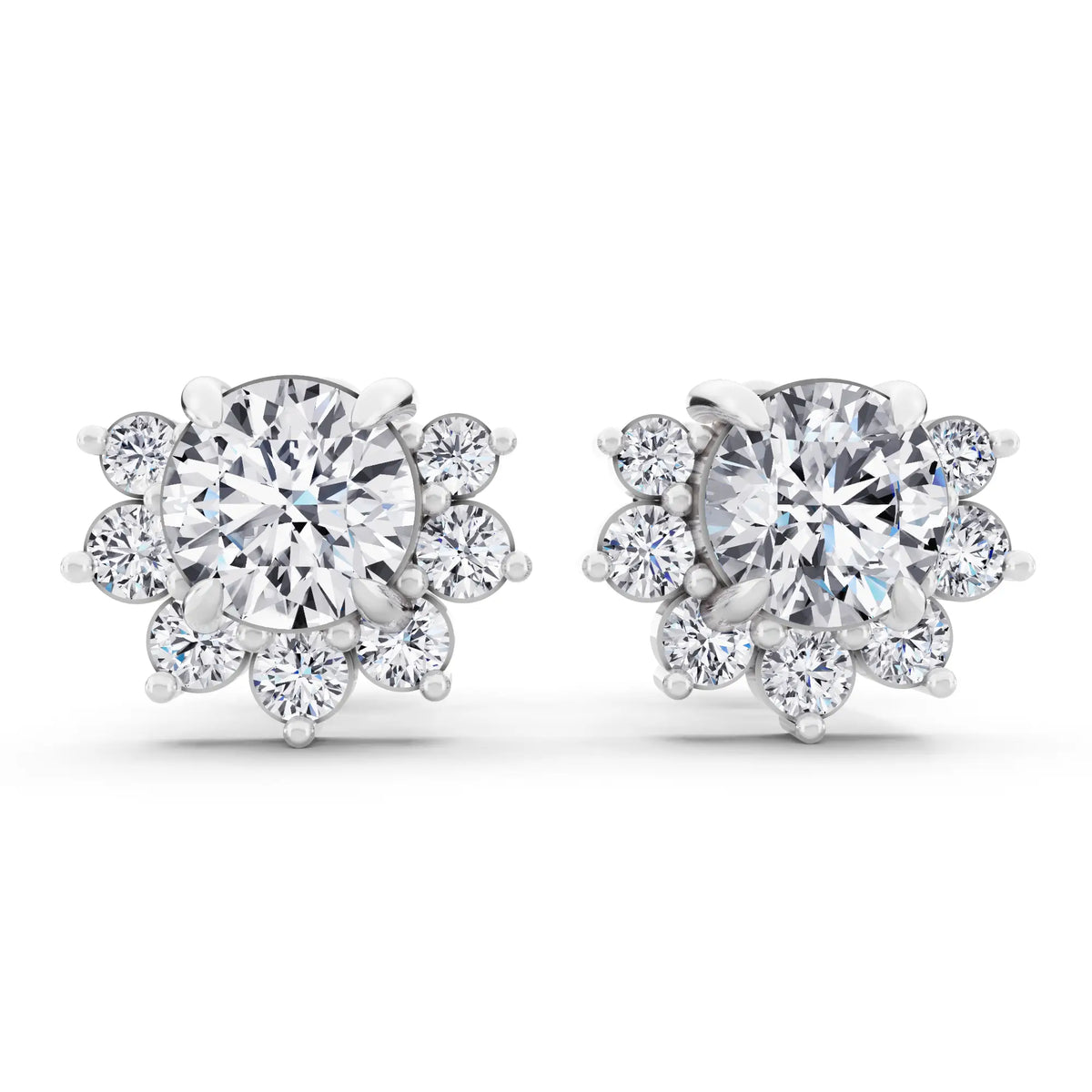 Lab Grown Diamond Halo Earrings, front view