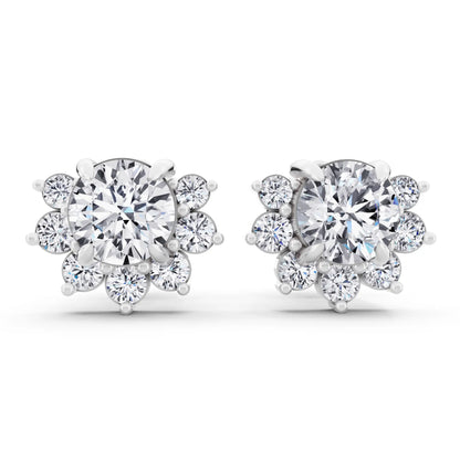 Lab Grown Diamond Halo Earrings, front view