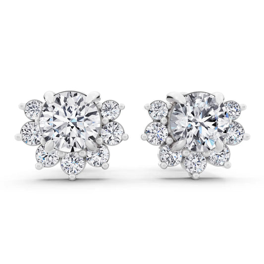 Lab Grown Diamond Halo Earrings, front view
