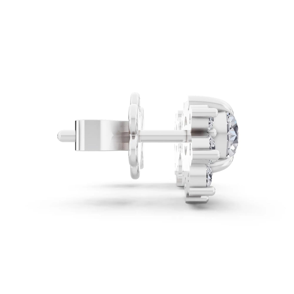 Lab Grown Diamond Halo Earrings, side view