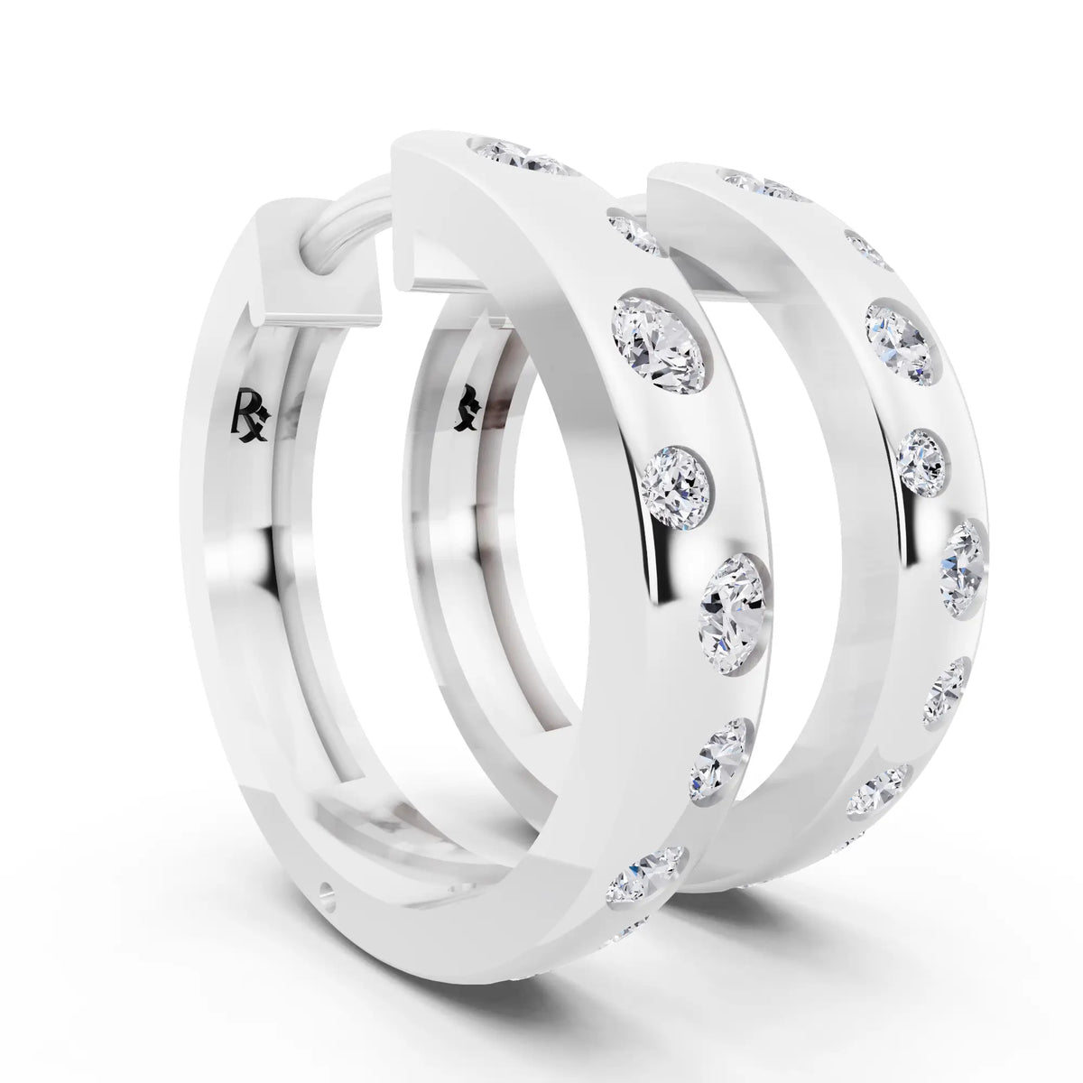 Lab Grown Diamond Climber Hoop Earrings, top view