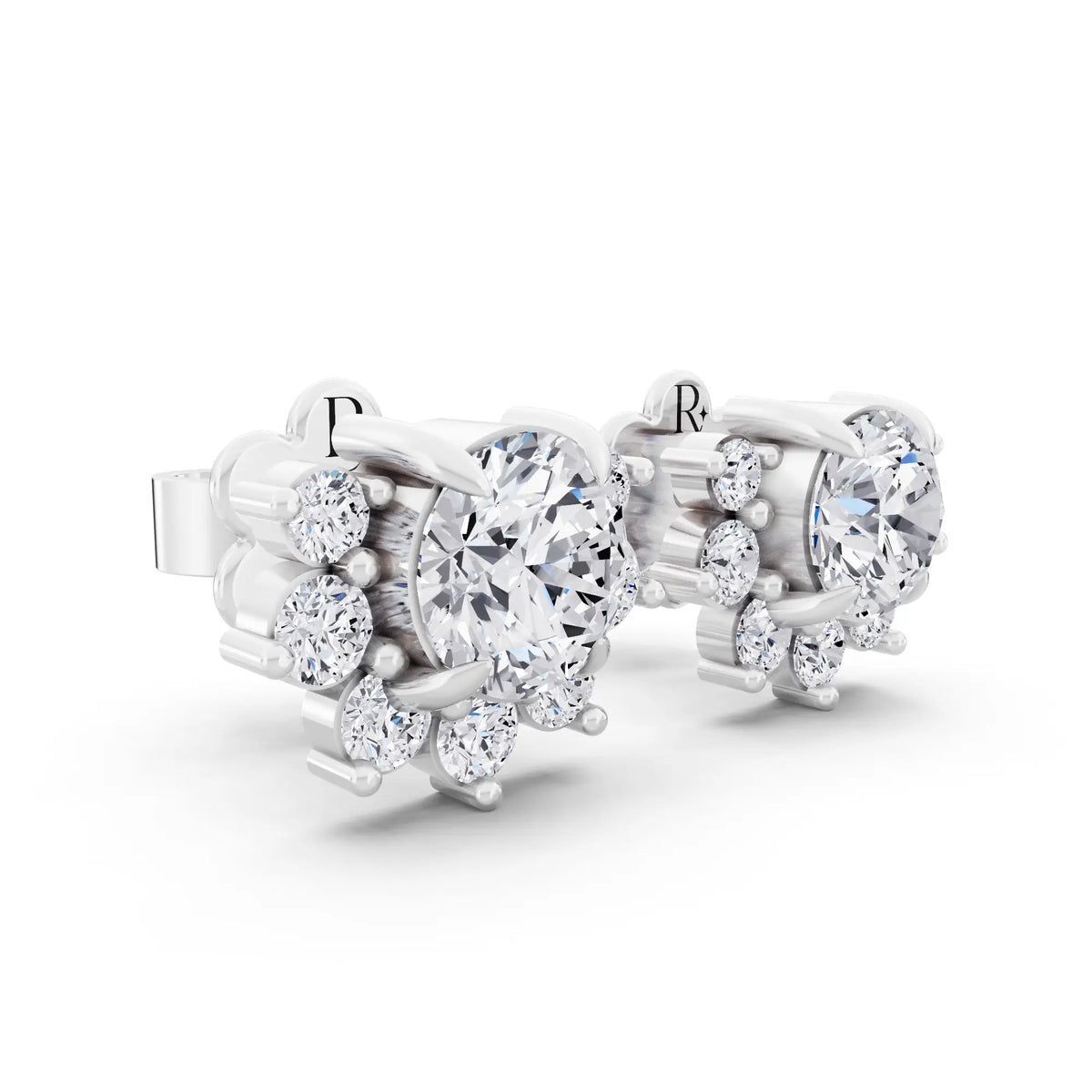Lab Grown Diamond Halo Earrings, top view