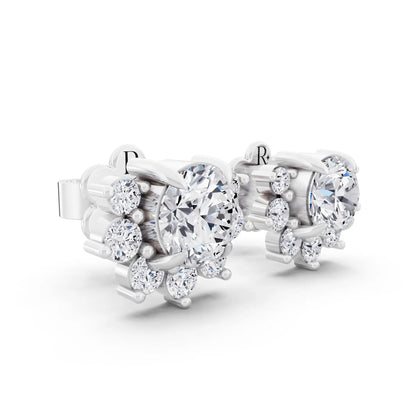 Lab Grown Diamond Halo Earrings, top view
