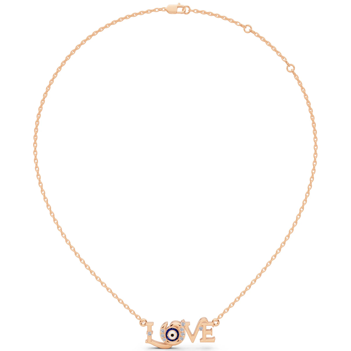 Rose Gold Love Evil Eye Lab Grown Diamond Pendant, view 5