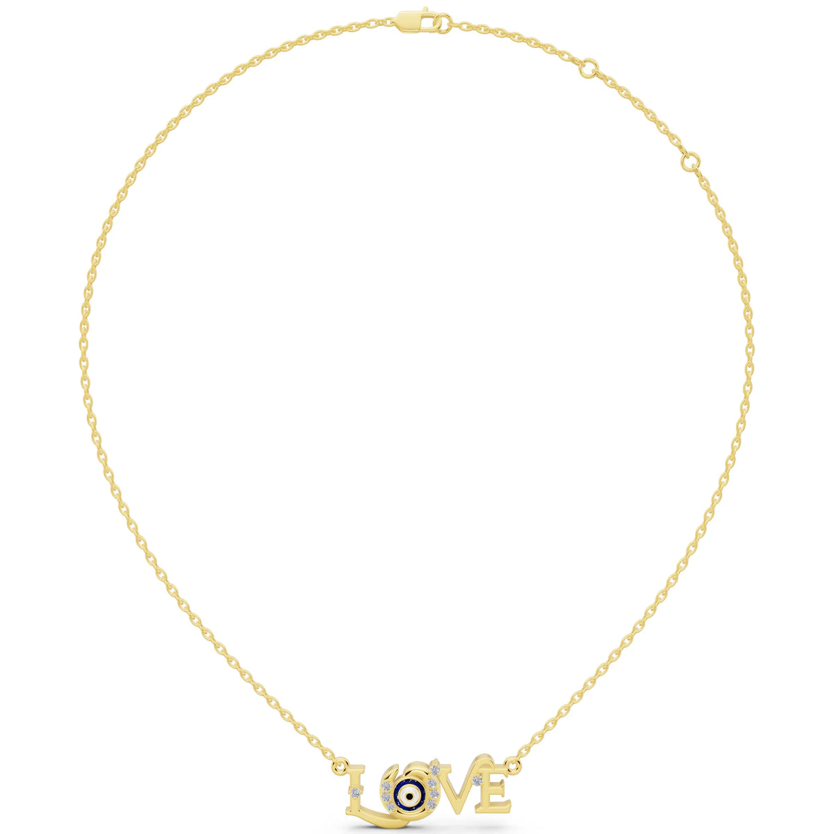 Yellow Gold Love Evil Eye Lab Grown Diamond Pendant, view 5