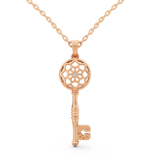 Rose Gold Key Lab Grown Diamond Pendant
