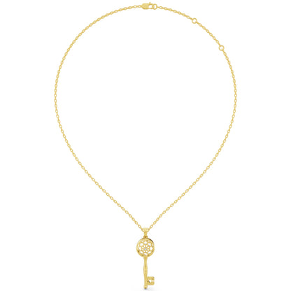 Yellow Gold Key Lab Grown Diamond Pendant, view 6