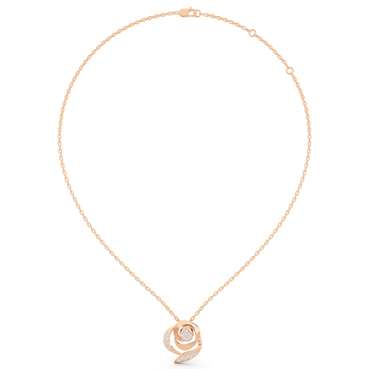 Rose Gold Spiral Pave Lab Grown Diamond Pendant, view 6