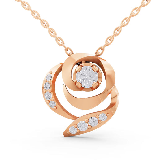 Rose Gold Spiral Pave Lab Grown Diamond Pendant