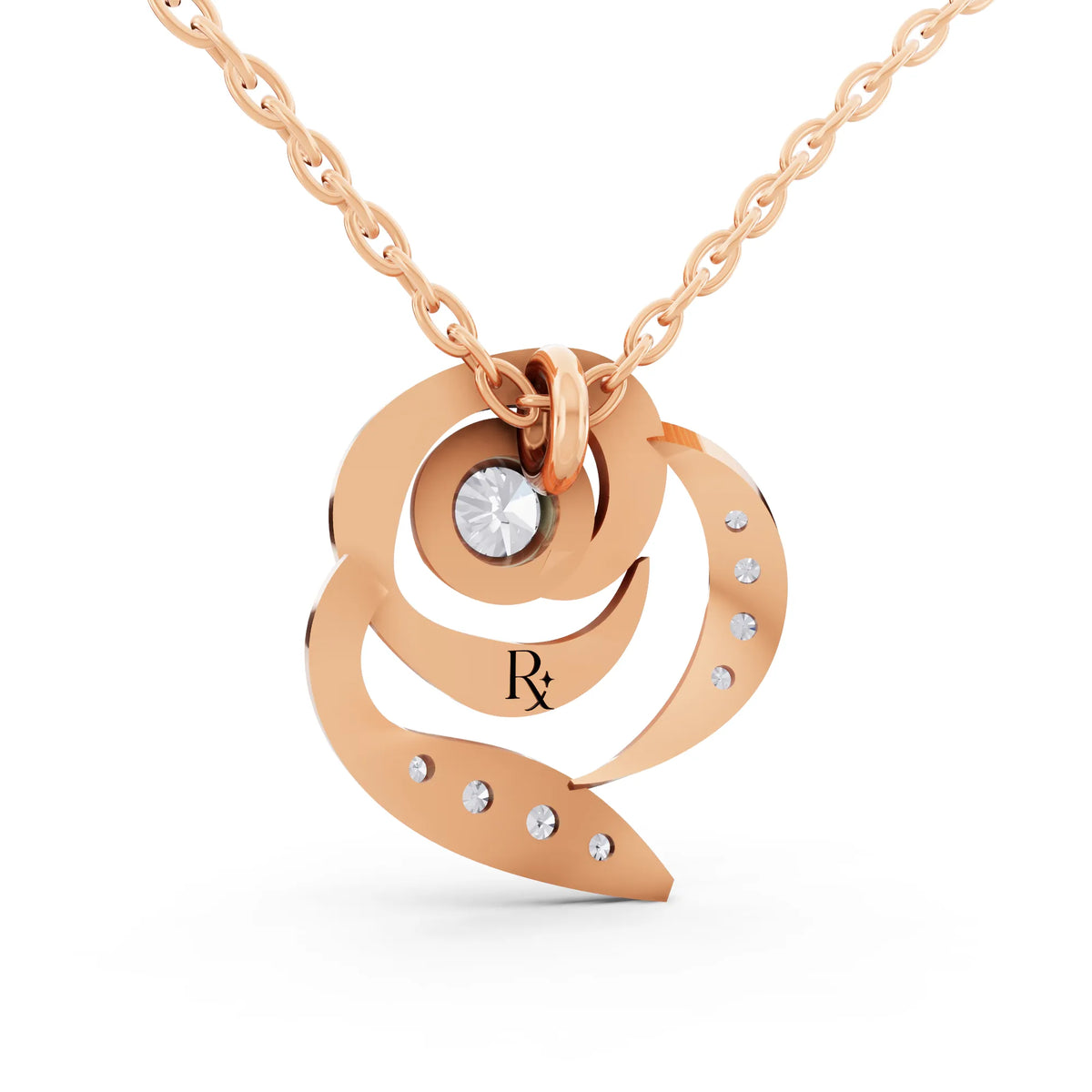 Rose Gold Spiral Pave Lab Grown Diamond Pendant, view 5