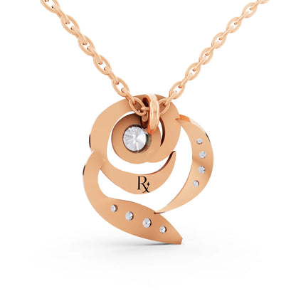 Rose Gold Spiral Pave Lab Grown Diamond Pendant, view 5
